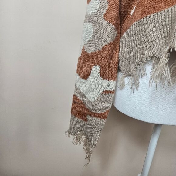 NWT Polly & Esther Sweater. Brown & Cream Sz Sm - Picture 5 of 10